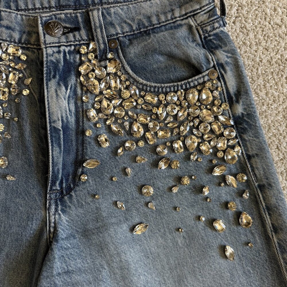 rag & bone featherweight Sophie wide-legged jeans with jewels